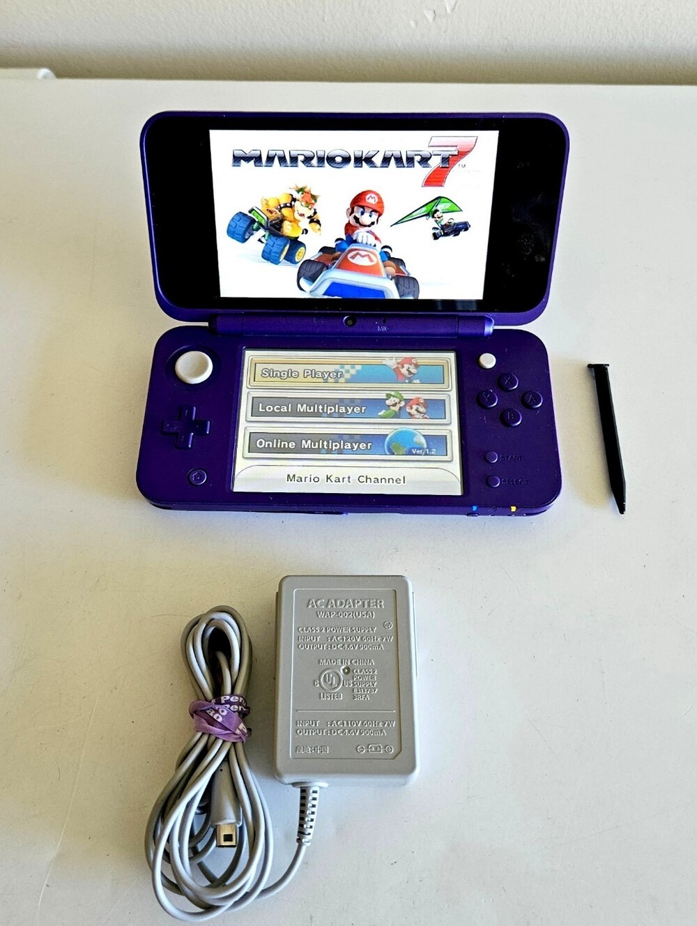Nintendo New Nintendo 2DS XL Purple Handheld Console w/Charger and Stylus!